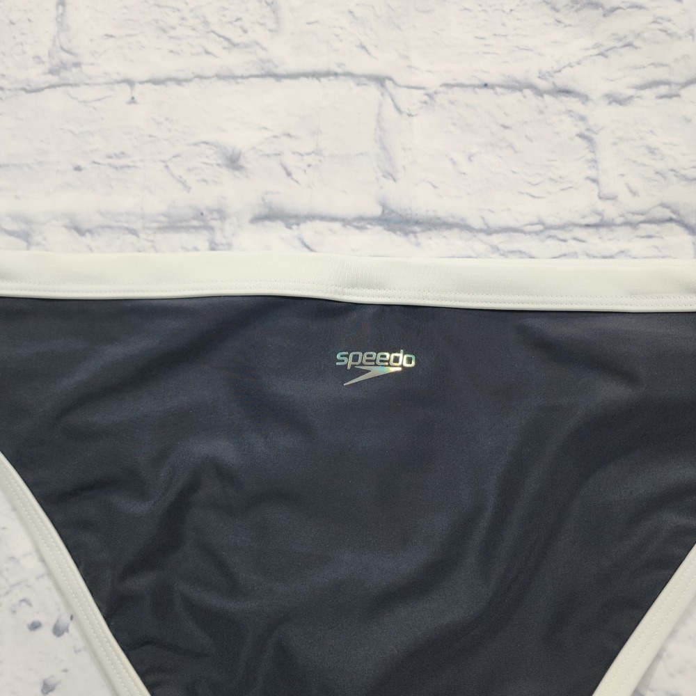 Speedo WOMENS SIZE L Swimsuit Bottom Bikini Creora Highclo Hipster Black White - Picture 10 of 11